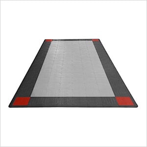 Single Car Garage Floor Tile Mat (Black / Red / Silver)