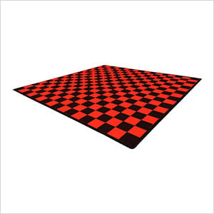 Two Car Garage Floor Tile Mat (Black / Red)