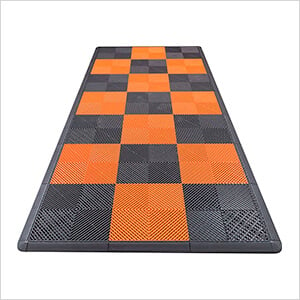 Ribtrax Pro Motorcycle Garage Floor Tile Mat (Jet Black / Tropical Orange)