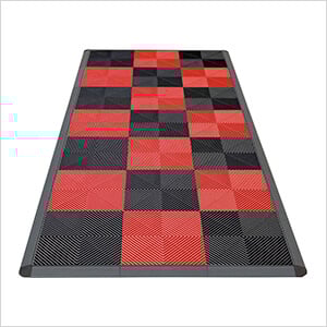 Ribtrax Pro Motorcycle Garage Floor Tile Mat (Jet Black / Racing Red)