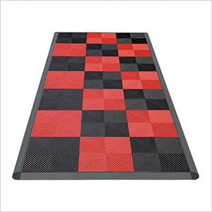 Ribtrax Pro Motorcycle Garage Floor Tile Mat (Jet Black / Racing Red)