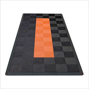 Ribtrax Pro Motorcycle Garage Floor Tile Mat (Jet Black / Tropical Orange)