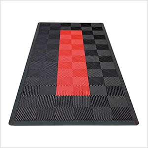 Ribtrax Pro Motorcycle Garage Floor Tile Mat (Jet Black / Racing Red)