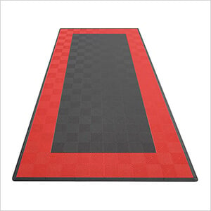 Ribtrax Pro One Car Garage Floor Tile Mat (Jet Black / Racing Red)