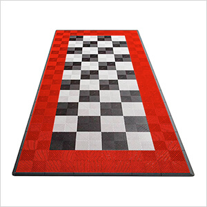 Ribtrax Pro One Car Garage Floor Tile Mat (Jet Black / Racing Red / Arctic White)