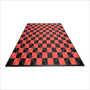 Ribtrax Pro Two Car Garage Floor Tile Mat (Jet Black / Racing Red)