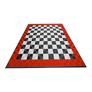 Ribtrax Pro Two Car Garage Floor Tile Mat (Jet Black / Racing Red / Arctic White)