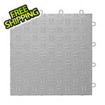 GearTile Diamond Pattern 12" x 12" Silver Garage Floor Tile (12 Pack)