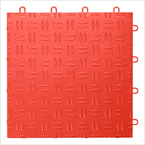 Diamond Pattern 12" x 12" Red Garage Floor Tile (12 Pack)