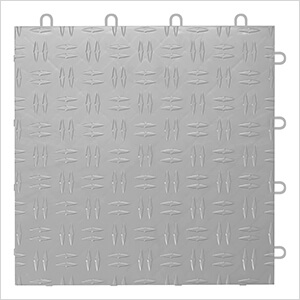 Diamond Pattern 12" x 12" Silver Garage Floor Tile (24 Pack)