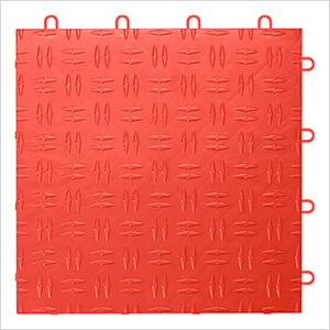 Diamond Pattern 12" x 12" Red Garage Floor Tile (24 Pack)
