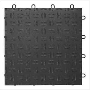 Diamond Pattern 12" x 12" Black Garage Floor Tile (48 Pack)