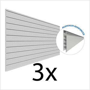 8 ft. x 4 ft. PROCORE+ PVC Silver Grey Carbon Fiber Slatwall (3-Pack)
