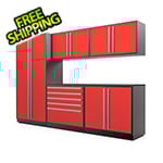 Proslat 6-Piece Glossy Red Cabinet Set with Silver Handles and Powder Coated Worktop