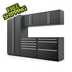 Proslat 6-Piece Mat Black Cabinet Set with Silver Handles and Powder Coated Worktop