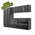 Proslat Garage Cabinets 6-Piece Mat Black Cabinet Set with Silver Handles and Powder Coated Worktop