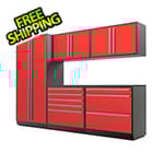 Proslat 6-Piece Glossy Red Cabinet Set with Silver Handles and Powder Coated Worktop