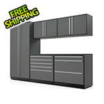 Proslat 6-Piece Glossy Grey Cabinet Set with Silver Handles and Powder Coated Worktop