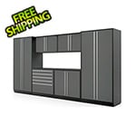 Proslat 7-Piece Glossy Grey Cabinet Set with Silver Handles and Powder Coated Worktop