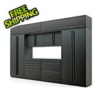 Proslat 9-Piece Mat Black Cabinet Set with Black Handles and Powder Coated Worktop