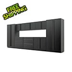 Proslat 10-Piece Mat Black Cabinet Set with Black Handles and Powder Coated Worktop