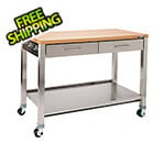 Seville Classics UltraHD 2-Drawer Mobile Workcenter Island with Solid Wood Top