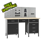 vidaXL 5-Foot Workbench Storage System with Pegboard