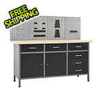 vidaXL 5-Foot Workbench Cabinet System with Pegboard