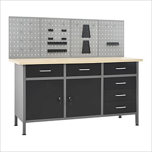 5-Foot Workbench Cabinet System with Pegboard