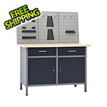 vidaXL 4-Foot Workbench Cabinet System with Pegboard