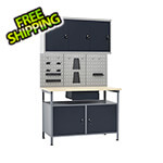 vidaXL 4-Foot Workbench System with Pegboard and Wall Cabinet