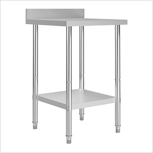 23.6" x 23.6" Stainless Steel Work Table with Backsplash