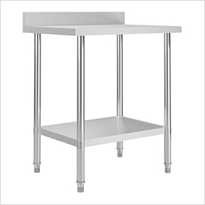 31.5" x 23.6" Stainless Steel Work Table with Backsplash