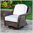 Sea Pines Swivel Rocking Dining Chair (Java / Canvas Natural)