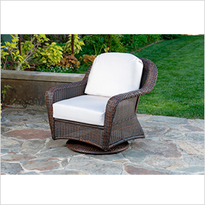 Sea Pines Swivel Gliding Club Chair (Java / Canvas Natural)