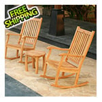 Tortuga Outdoor Jakarta 3-Piece Teak Rocker Set