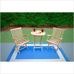 Jakarta 3-Piece Teak Folding Chair Bistro Set