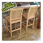 Tortuga Outdoor Jakarta Teak Bar Chairs (2-Pack)