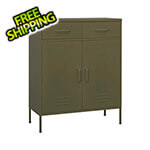 vidaXL 31.5" x 13.8" x 40" Steel Combo Cabinet (Olive Green)