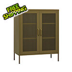 vidaXL 31.5" x 13.8" x 40" Steel Storage Cabinet with Screen Doors (Olive Green)