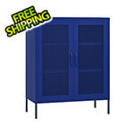 vidaXL 31.5" x 13.8" x 40" Steel Storage Cabinet with Screen Doors (Navy Blue)