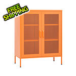 vidaXL 31.5" x 13.8" x 40" Steel Storage Cabinet with Screen Doors (Orange)