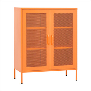 31.5" x 13.8" x 40" Steel Storage Cabinet with Screen Doors (Orange)