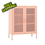 vidaXL 31.5" x 13.8" x 40" Steel Storage Cabinet with Screen Doors (Pink)