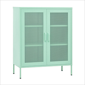 31.5" x 13.8" x 40" Steel Storage Cabinet with Screen Doors (Mint)
