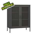 vidaXL 31.5" x 13.8" x 40" Steel Storage Cabinet with Screen Doors (Anthracite)
