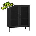 vidaXL 31.5" x 13.8" x 40" Steel Storage Cabinet with Screen Doors (Black)