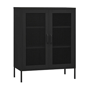 31.5" x 13.8" x 40" Steel Storage Cabinet with Screen Doors (Black)
