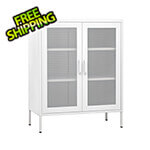 vidaXL 31.5" x 13.8" x 40" Steel Storage Cabinet with Screen Doors (White)