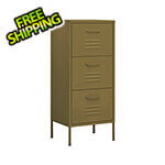 vidaXL 16.7" x 13.8" x 40" Steel 3-Drawer Cabinet (Olive Green)